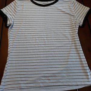 Blue, white, and black stripped shirt